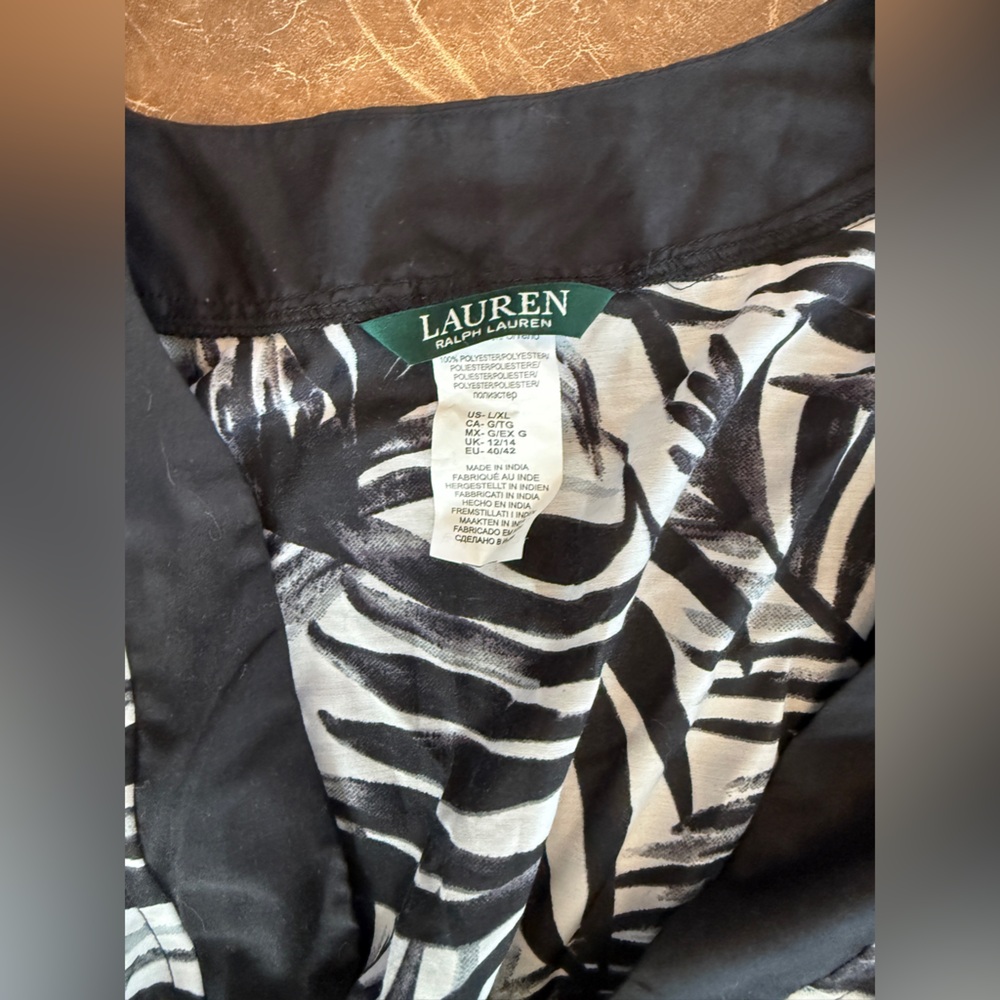 Ralph Lauren Black and cream (white) Tropical Leaf Swim Coverup - Picture 3 of 4